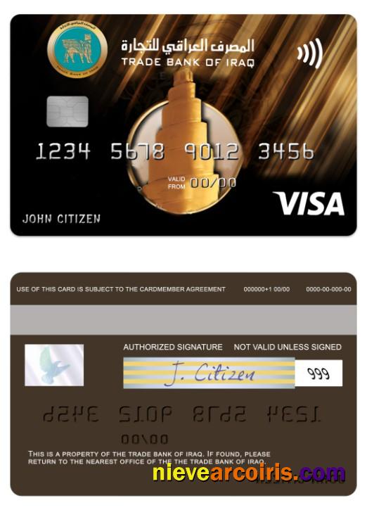 Iraq Trade Bank of Iraq visa gold card